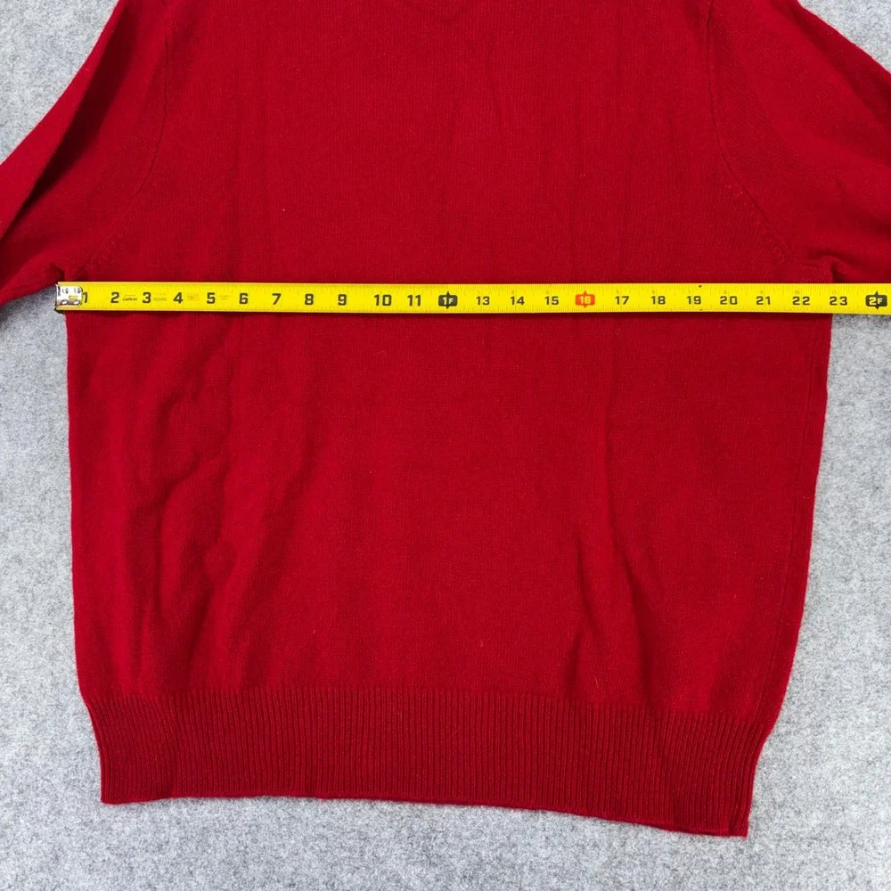 VTG Polo Ralph Lauren Men XL Red 100% Lambswool V-Neck Sweater Italian Yarn Pony